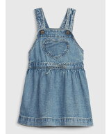 GAP (K)babyGap ウォッシュウェル ハート デニム サロペットスカート ギャップ ワンピース・ドレス ジャ…