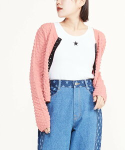 �ySALE�^50%OFF�zCONVERSE TOKYO WOMEN 2WAY POPCORN KNIT CARDIGAN �R���o�[�X�g�E�L���E �g�b�v�X �j�b�g �u���b�N �s���N �u���[�y���������z