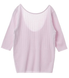 【SALE／50%OFF】three dots High twisted rib half sleeve top スリードッツ トップス カットソー・Tシャツ ホワイト グレー ブラック パープル【送料無料】