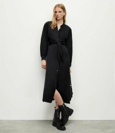 【SALE／40%OFF】ALLSAINTS (W)CLANETTA DRESS オールセインツ ワンピース・ドレス シャツワンピース ブラック ホワイト【送料無料】