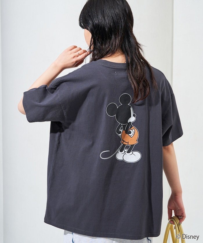 別注/Mickey Mouse/ミッキーマウス 前後 プリント 半袖 Tシャツ【限定展開】