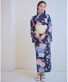 【SALE／50%OFF】Lovetoxic 【初コラボ!】【HIBIYA-KADAN】【綿100%】紫陽花2WAY浴衣 ナルミヤオンライン 着物・浴衣・和装小物 浴衣 ホワイト ネイビー【送料無料】