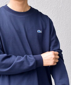 【SALE／40%OFF】SHIPS any 【SHIPS any別注】LACOSTE: ワンポイント ピケ クルーネック Tシャツ 25AW (ロンT)◇ シップス トップス カットソー・Tシャツ ネイビー カーキグリーン ホワイト【送料無料】