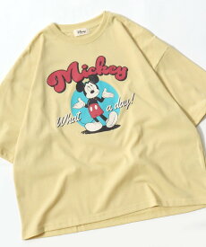 【SALE／3%OFF】Disney Disney ディズニー ワイドシルエット キャラクター Tシャツ 半袖 プリントT レディース サロンハミュー トップス カットソー・Tシャツ イエロー ブラック ブルー ネイビー レッド ベージュ ホワイト グレー オレンジ グリーン パープル ピンク