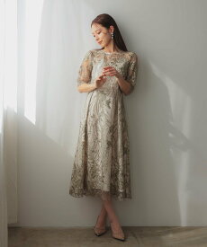 haremode パーティードレス 結婚式 お呼ばれ 大きいサイズ haremode 刺繍ドレス ハレモード ワンピース・ドレス ドレス ベージュ グリーン ブルー ブラック【送料無料】
