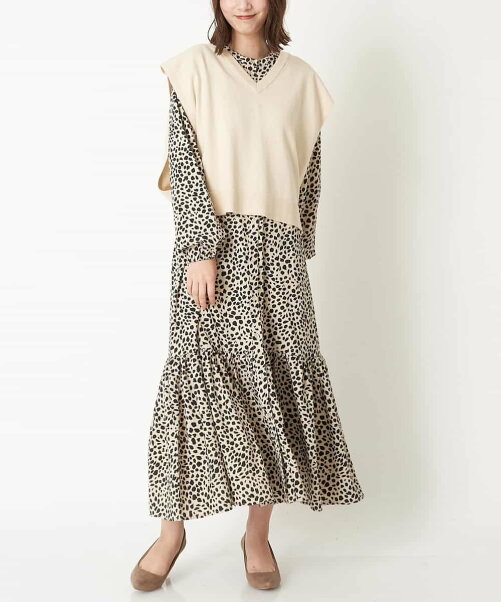 A V V 2set ベスト付きレオパード柄ティアードワンピース Rakuten Fashion 楽天ファッション 旧楽天ブランドアベニュー Dg3140