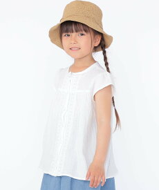 【SALE／40%OFF】SHIPS KIDS SHIPS KIDS:100~130cm / ガーゼ*レース ブラウス シップス トップス シャツ・ブラウス ホワイト ネイビー【送料無料】