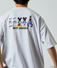 FREAK'S STORE DISNEY/ディズニー 別注 ビッグシルエット バックプリント クルーネックTシャツ BEST BUDDIES 【限定展開】 フリークスストア トップス カットソー・Tシャツ ホワイト グレー ブラック ピンク ネイビー【送料無料】