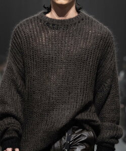 MSML MOHAIR KNIT �K�[�f�� �g�b�v�X �j�b�g �u���E�� �u���b�N�y���������z