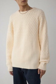 【SALE／70%OFF】AZUL BY MOUSSY バスケット編み切り替えニットトップス アズールバイマウジー トップス ニット ブラック ホワイト ブラウン グレー