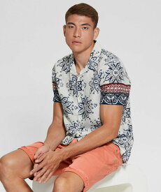 【SALE／50%OFF】GUESS (M)Eco Floral Linen Shirt ゲス トップス シャツ・ブラウス ホワイト【送料無料】