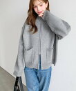 Wジップポケ付きニットブルゾン