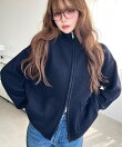 Wジップポケ付きニットブルゾン
