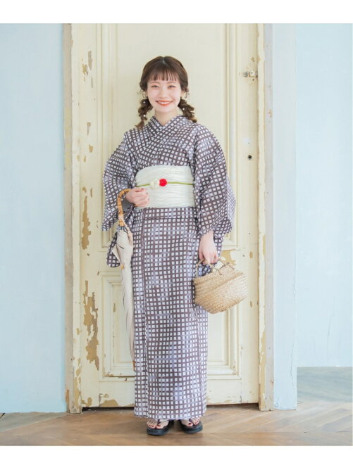 Utatane Maru Utatane 浴衣3点セット ニュアンスギンガムチェック カカオブラウン フリーサイズ まる コラボ ニュアンスカラー レトロ Rakuten Fashion 楽天ファッション 旧楽天ブランドアベニュー Cy3142