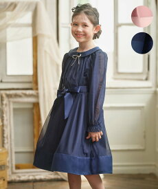 組曲 KIDS 【150-160cm】チュールフレア ドレス クミキョク ワンピース・ドレス ドレス ネイビー ピンク【送料無料】