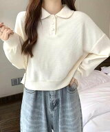 【SALE／37%OFF】Dewlily 【Dewlily】ショート丈ワッフル風ポロプルオーバー アミュレット トップス ポロ…