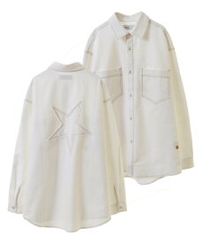 CONVERSE TOKYO STAR★ PATCH OVERSIZED DENIM SHIRT コンバーストウキョウ トップス シャツ・ブラウス ホワイト ブラック ブルー【送料無料】