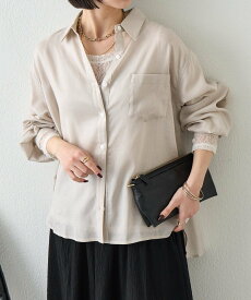 【SALE／55%OFF】Jena espace merveilleux リラックスシアーシャツ ジェナエスパスメルヴェイユ トップス シャツ・ブラウス ベージュ ピンク グレー【送料無料】