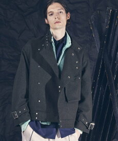 MAISON SPECIAL Motor-Cycle Prime-Over Wool Belted Jacket メゾンスペシャル ジャケット・アウター ブルゾン・ジャンパー ブラック カーキ【送料無料】