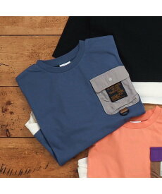 【SALE／20%OFF】BREEZE レイヤード風ポケットTシャツ エフオーオンラインストア トップス カットソー・Tシャツ ブラック ブルー オレンジ ホワイト
