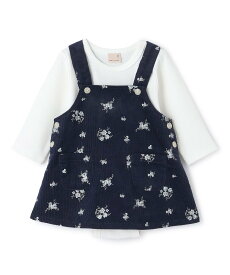 【SALE／40%OFF】petit main 【リンク】花柄ジャンスカセットアップ ナルミヤオンライン マタニティウェア・ベビー用品 ベビートップス ネイビー ホワイト