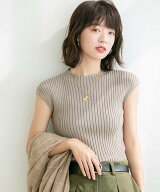 SAISON DE PAPILLON フレンチスリーブリブ切替サマーニットトップス セゾン・ド・パピヨン トップス ニッ…