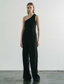 CINOH ONE SHOULDER JUMPSUIT チノ オールインワン・オーバーオール オールインワン・つなぎ ブラック【送料無料】