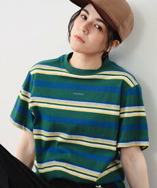 BEAMS BOY BEAMS BOY / エンブレム マルチボーダー Tシャツ ビームス ウイメン トップス カットソー・Tシャツ グリーン ピンク ネイビー【送料無料】