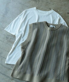 【SALE／50%OFF】B:MING by BEAMS B:MING by BEAMS / ストライプ ニットベスト セット Tシャツ ビームス アウトレット トップス ニット ベージュ ネイビー【送料無料】