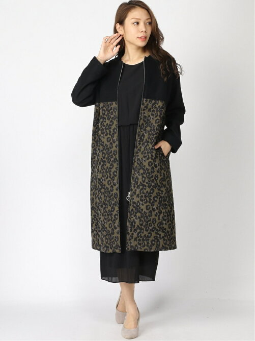Interplanet Interplanet W Raw Fudge レオパード切替メルトンノーカラーコート Rakuten Fashion 楽天ファッション 旧楽天ブランドアベニュー Bq4145