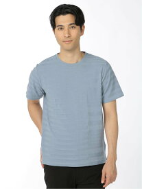 【SALE／33%OFF】TAKA-Q ランダムボーダー クルーネック半袖Tシャツ タカキュー トップス カットソー・Tシャツ ブルー ネイビー