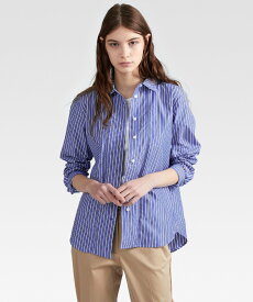 【SALE／50%OFF】TOMMY HILFIGER (W)TOMMY HILFIGER(トミーヒルフィガー) ORG CO STRIPE RELAXED SHIRT LS トミーヒルフィガー トップス シャツ・ブラウス ブルー【送料無料】