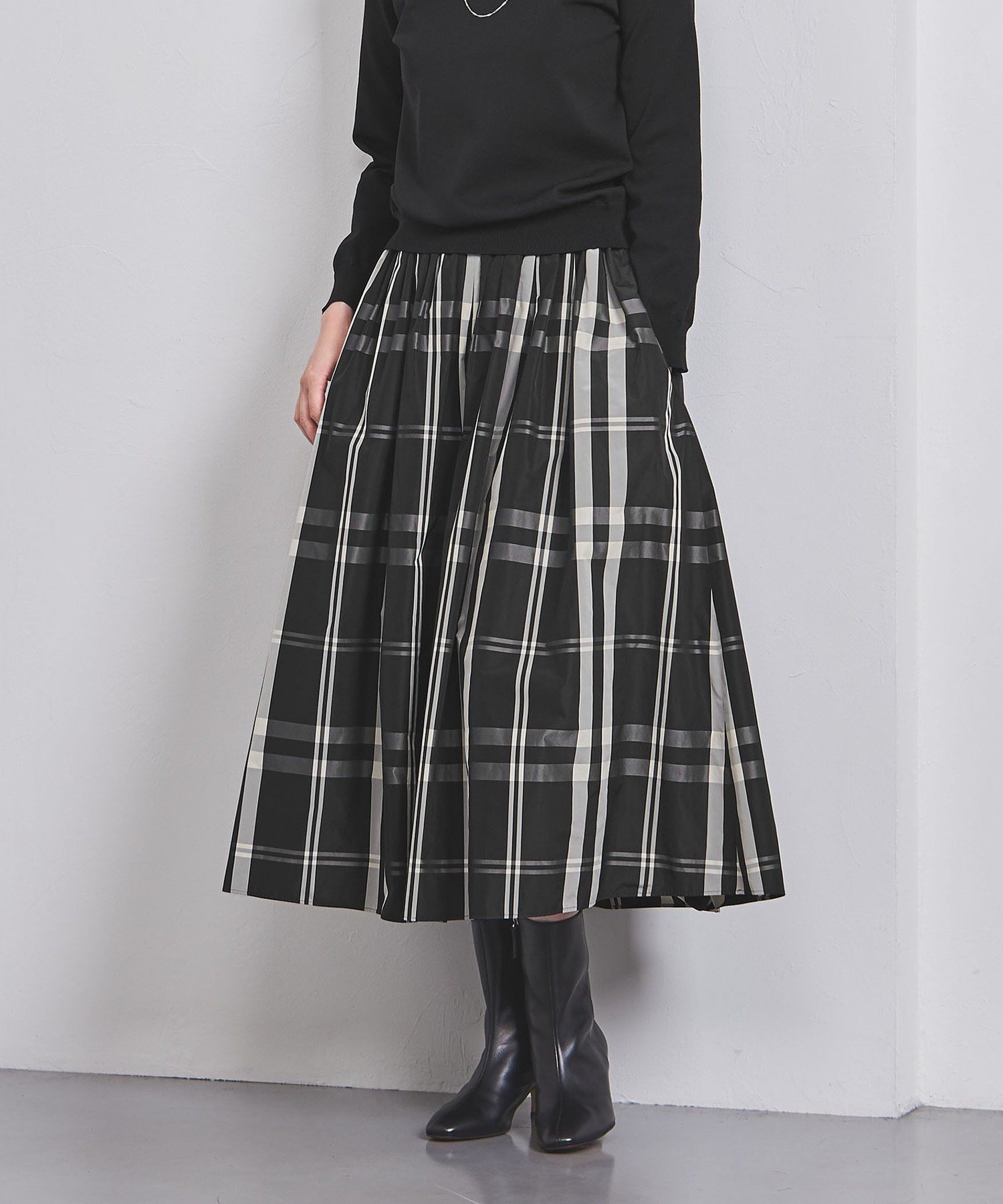 UNITED ARROWS｜チェック タフタ ギャザースカート | Rakuten Fashion 