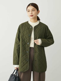 【SALE／50%OFF】Green Parks キルティングノーカラーブルゾン 23AW/レディース/起毛/撥水加工/軽い/コーデュロイ/体型カバー/サイドスリット/軽量 グリーンパークス ジャケット・アウター その他のジャケット・アウター カーキ ホワイト ベージュ