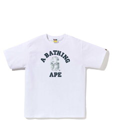 A BATHING APE BLEACHED BAPE CHECK COLLEGE TEE ア ベイシング エイプ トップス カットソー・Tシャツ ホワイト【送料無料】