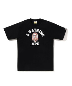 A BATHING APE BLEACHED BAPE CHECK COLLEGE TEE ア ベイシング エイプ トップス カットソー・Tシャツ ブラック ホワイト【送料無料】