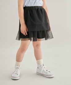 ROPE' PICNIC KIDS 【KIDS】ダブルフリルチュールスカート ロペピクニック スカート その他のスカート ブラック ピンク