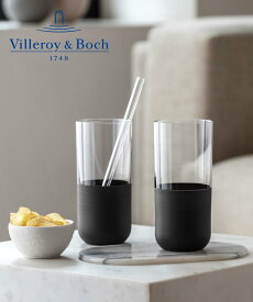 Villeroy & Boch [公式] ビレロイ&ボッホ ロング グラス ペアセット ロック ロックブラン ビレロイアンドボッホ 食器・調理器具・キッチン用品 グラス・マグカップ・タンブラー ブラック ホワイト【送料無料】