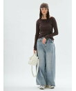 ウエストゴムサイドタックデニムパンツ
