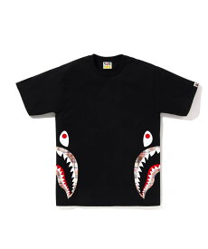 A BATHING APE BLEACHED BAPE CHECK SIDE SHARK TEE ア ベイシング エイプ トップス カットソー・Tシャツ ブラック ホワイト【送料無料】