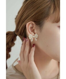 【SALE／14%OFF】niana パールリボンイヤリング ゴールド シルバー 大ぶり 結婚式 二次会 同窓会 成人式 ビーフラット アクセサリー・腕時計 イヤリング・イヤーカフ シルバー ゴールド