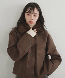 LIAN プードルファーカラーショートブルゾン リアン ジャケット・アウター ブルゾン・ジャンパー ブラウン ブラック グレー ホワイト【送料無料】