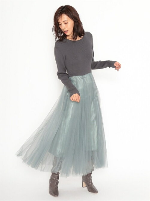 Snidel ニットxチュールコンビワンピース Rakuten Fashion 楽天ファッション 旧楽天ブランドアベニュー Bs3147