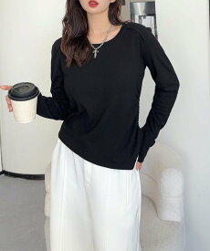 【SALE／30%OFF】aimoha - select - aimoha -select-/サイドリボンロングスリーブトップス アイモハ トップス カットソー・Tシャツ レッド ブラック ブラウン グレー カーキグリーン ホワイト