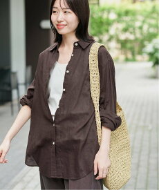 SLOBE IENA 《追加》リネンコットンレギュラーシャツ スローブ イエナ トップス シャツ・ブラウス パープル ホワイト ブラウン カーキグリーン イエロー【送料無料】
