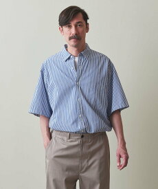 Steven Alan ＜Steven Alan＞ コード ボイル レギュラーカラー ショートスリーブ シャツ -STANDARD LOOSE ビューティー＆ユース　ユナイテッドアローズ トップス シャツ・ブラウス ブラック グレー ブルー【送料無料】