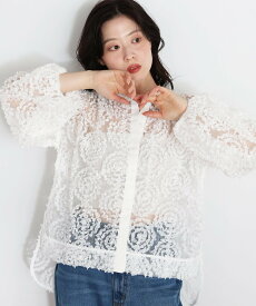 le.coeur blanc TORRAZZO DONNA別注フラワーレースブラウス ルクールブラン トップス シャツ・ブラウス ブラック ホワイト【送料無料】