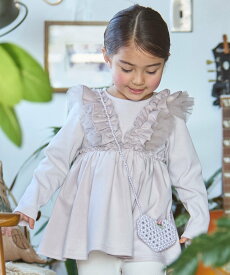 petit main 【リンク】ドッキングフリルチュニック ナルミヤオンライン ワンピース・ドレス チュニック ピンク