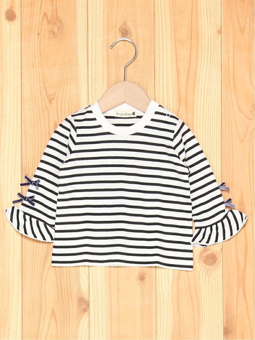 Branshes 袖リボンボーダー長袖tシャツ Rakuten Fashion 楽天
