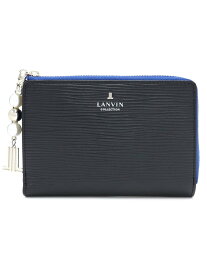 LANVIN COLLECTION ペルルパース Lファスナー折財布 マルショウ エンドウ 財布・ポーチ・ケース 財布 ブラック グレー ピンク【送料無料】